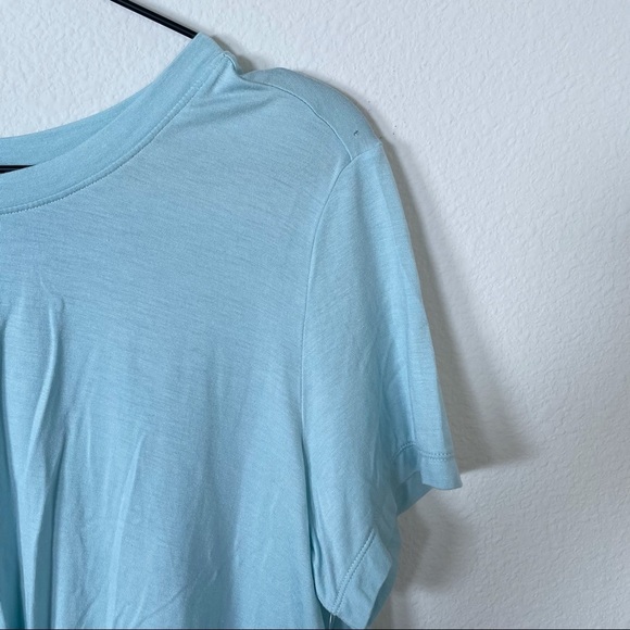 Zella Blue Short Sleeve Twist Front Top Sz Large - Picture 3 of 13